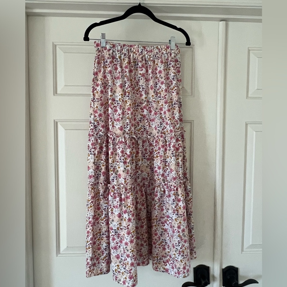 Floral Pink Tiered Skirt